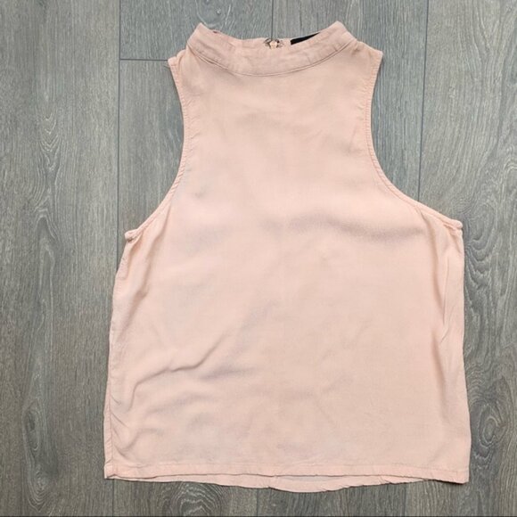 Mink Pink Tank Top Blouse Cropped Mock Neck Crepe Half Zip Pink Size Medium - Picture 5 of 14